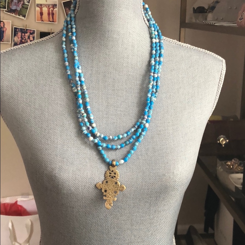Aqua/gold necklace